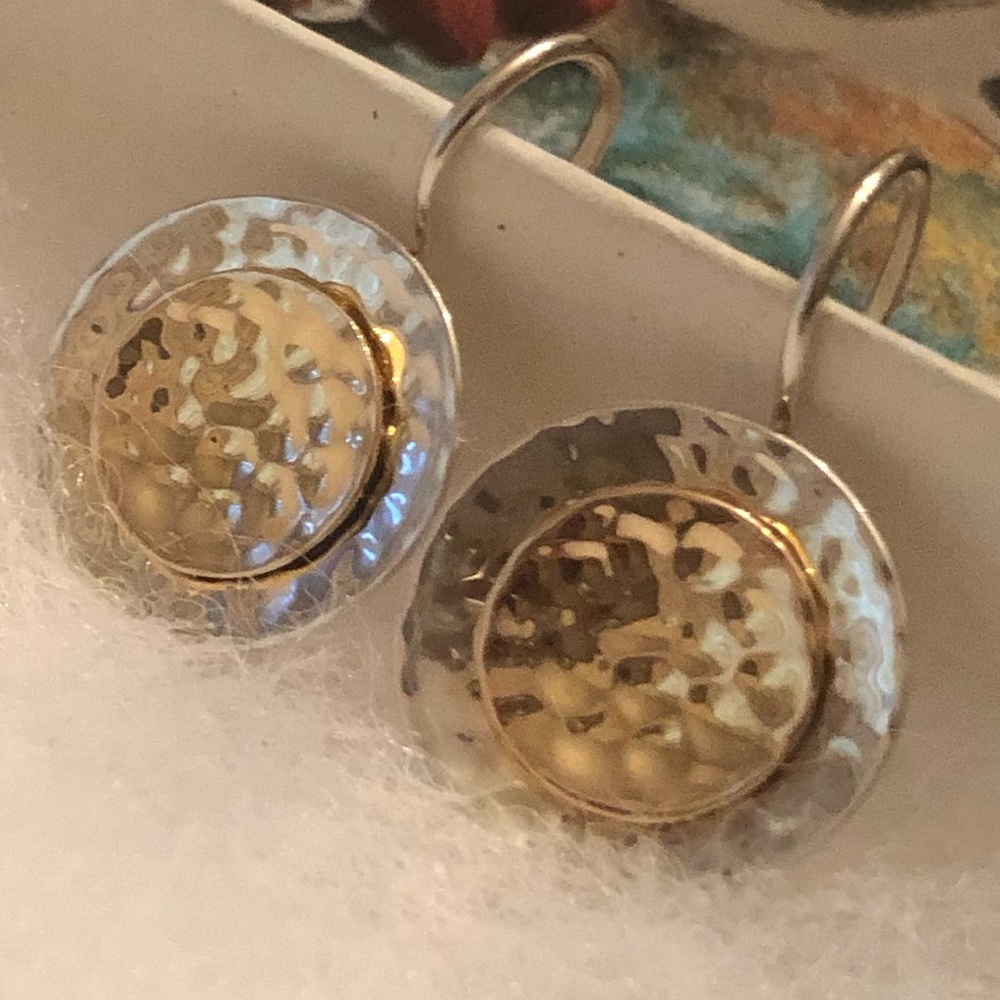 Rare Silpada Sterling Silver 14K Gold Plated Round Disc Earrings W1367 - Picture 6 of 14